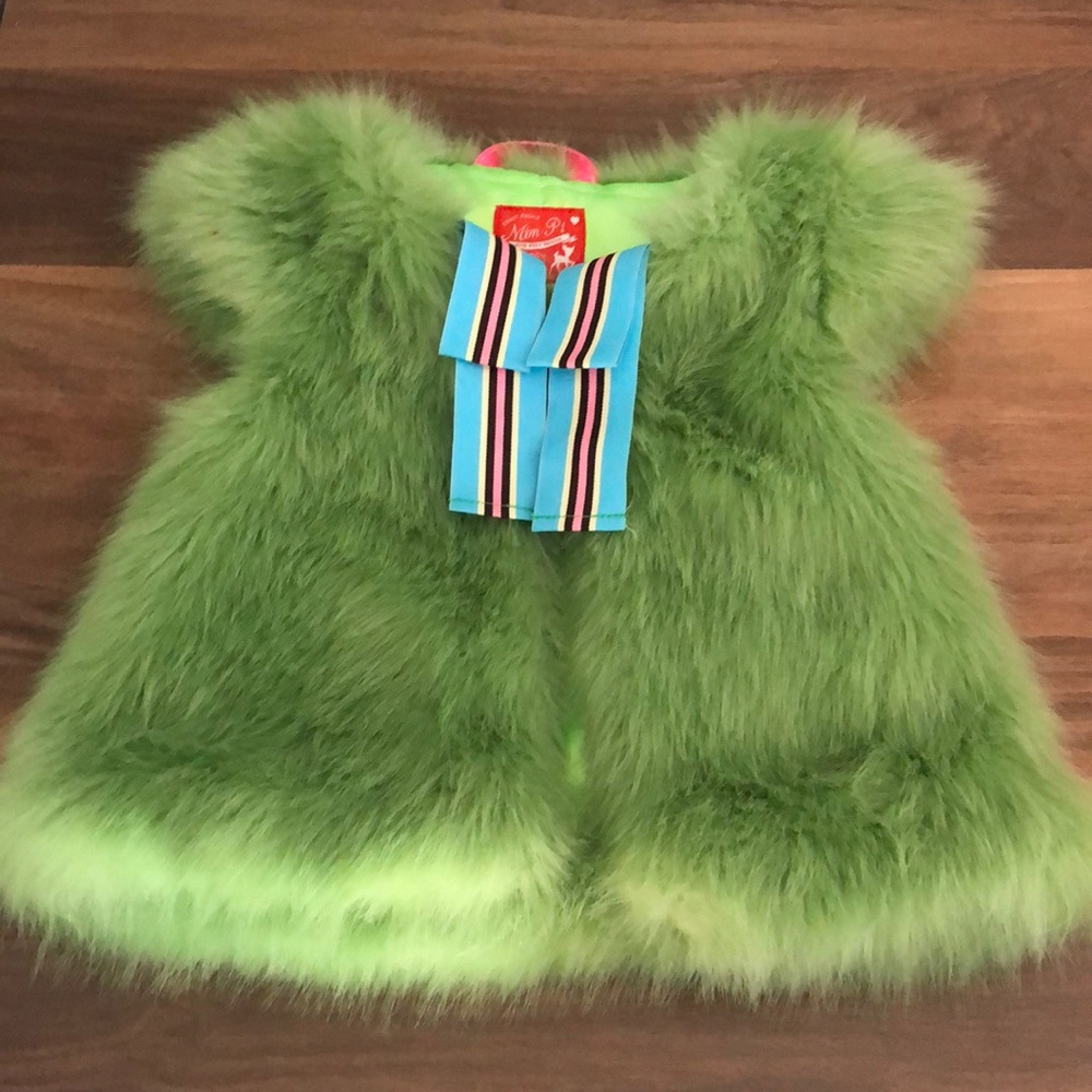 Girls Mim-Pi boutique fur vest with ribbon